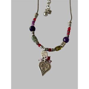 Brighton Multi Gemstone Heart Pendant Silver Plated Necklace 18 Inches